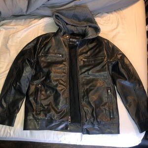 Guess Leather Jacket BRAND NEW Detachable Hood